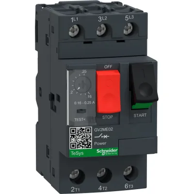 Schneider Electric Motorschutzschalter GV2ME02 | 3-polig | 0,16-0,25A | thermomagnetisch | Schraubanschluss