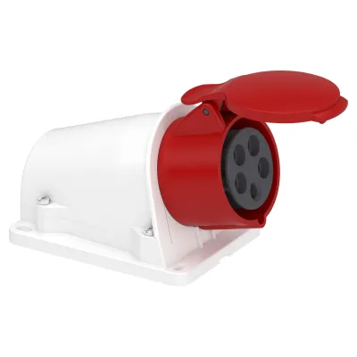 Schneider Electric CEE Wandsteckdose PKY16W435 | 5-polig 16A 400V IP44 | Aufputz | Schneidklemme | rot