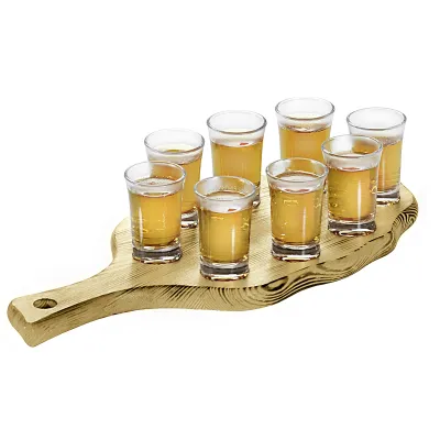 Kesper Schnapsglasträger 68280 | 8 Gläser | FSC-zertifiziertes Kiefernholz geflammt | 38x17x6 cm | rustikaler Look