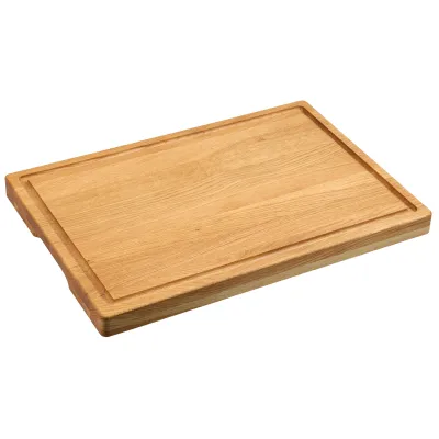 KESPER Schneidebrett Eiche FSC 50x35x3,5cm | Schneidebrett Holz | Saftrille | Griffmulden | massiv | messerschonend
