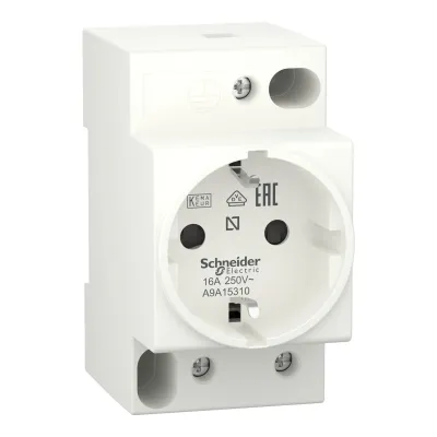 Schneider Electric Steckdose REG A9A15310 | SCHUKO | DIN 49440 | 16A | 250V AC | 2-polig+E | IP20 | 2,5TE | grau