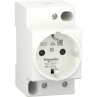 Schneider Electric Steckdose REG A9A15310 | SCHUKO | DIN 49440 | 16A | 250V AC | 2-polig+E | IP20 | 2,5TE | grau