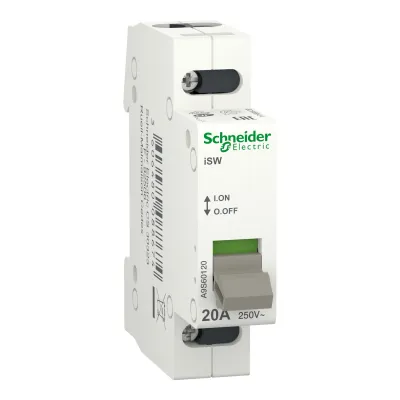 Schneider Electric Lasttrennschalter A9S60120 | Ausschalter 1-polig 20A 250V AC | REG | 1 TE | IP20 | grau