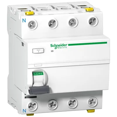 Schneider Electric FI-Schutzschalter A9Z21425 | 4-polig | 25A | 30mA | Typ A | 400V | DIN-Schiene | weiße Ausführung
