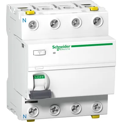 Schneider Electric FI-Schutzschalter A9Z21425 | 4-polig | 25A | 30mA | Typ A | 400V | DIN-Schiene | weiße Ausführung