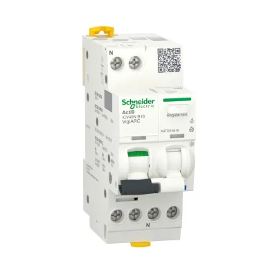 Schneider Electric Brandschutzschalter AFDD FI/LS A9TDE3616 | Acti9 iCV40N | 1P+N 16A B 30mA Typ A | 230V | 2TE | weiß