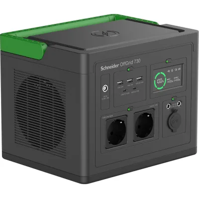 Schneider Electric OffGrid Powerstation PPS730-GR | tragbarer Batteriespeicher 738Wh 700W 230V | Li-Ion Akku