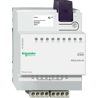Schneider Electric Binäreingang KNX | 8-fach | LED-Anzeige | Busankoppler | Hutschiene | lichtgrau