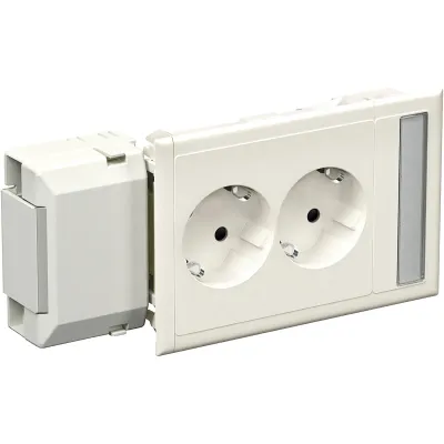 Schneider Electric Doppelsteckdose 5940021 | Schuko 2-fach | Kanaleinbau | mit Schriftfeld | 16A 250V | IP20 | weiß