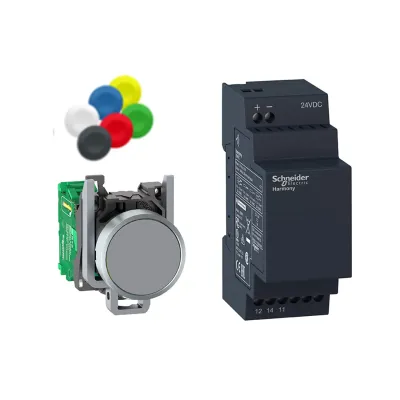Schneider Electric Funk-Drucktaster Set XB4RFB01 | 24V DC | kabellos & batterielos | Metall | IP65 | schwarz