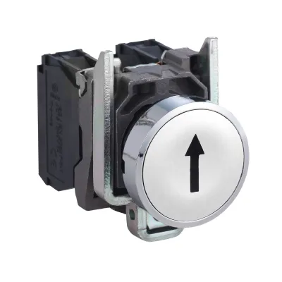 Schneider Electric Drucktaster XB4BA3341 | Metall | 22,5mm rund | flach | 1 Schließer | IP66 | weiß