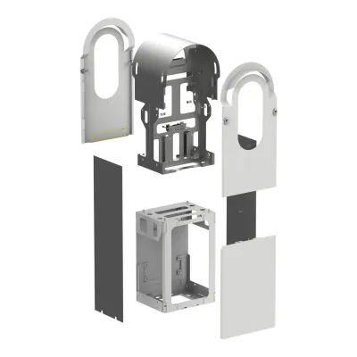 Schneider EVlink Pro AC Metal Kit EVA1RFKS2 | Bodenmontageset für 2 Ladepunkte | Stahl C4M | IK10 | IP65 | Weiß RAL9003