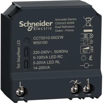 Schneider Electric Wiser Dimmaktor 1-fach Unterputz CCT5010-0002W | Zigbee | App-Steuerung | dunkelgrau