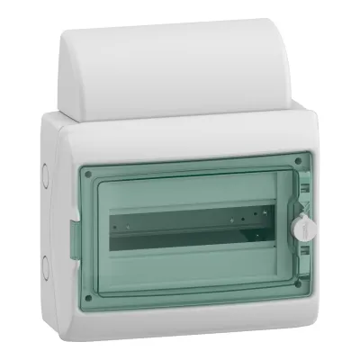 Schneider Electric Feuchtraum Kleinverteiler 13431DE | AP 1x12TE | IP65 | Tür transparent | Kunststoff | Mureva | grau