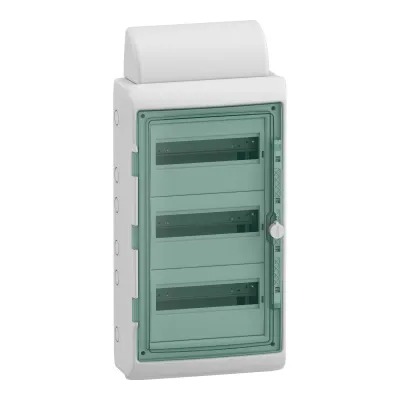 Schneider Electric Feuchtraumverteiler 13435DE | Aufputz | 3x12TE | IP65 | DIN-Schiene | Kunststoff | grau RAL7035
