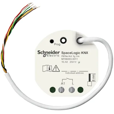 Schneider Electric Schaltaktor KNX UP MTN6003-0011 | 1-fach | 3 Binäreingänge | 16A | 2500W | KNX Secure | Unterputz