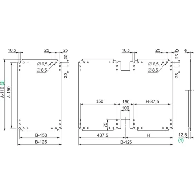 Schneider Electric Montageplatte NSYPMM107 | 1000x750 mm | Stahl verzinkt | glatt | für Verteilergehäuse | RAL 7035