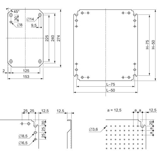 Bild: Schneider Electric Montageplatte Mikroperf. H1000xB800m 3,6mm auf 12,5mm
