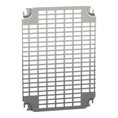 Schneider Electric Montageplatte NSYMR43 | Telequick-Platte 400x300 mm | Stahl verzinkt | perforiert | für Spacial CRN