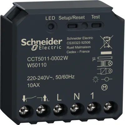 Schneider Electric Wiser Schaltaktor Unterputz CCT5011-0002W | Zigbee | 1-fach | 10A | App-Steuerung