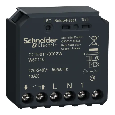 Schneider Electric Wiser Schaltaktor Unterputz CCT5011-0002W | Zigbee | 1-fach | 10A | App-Steuerung