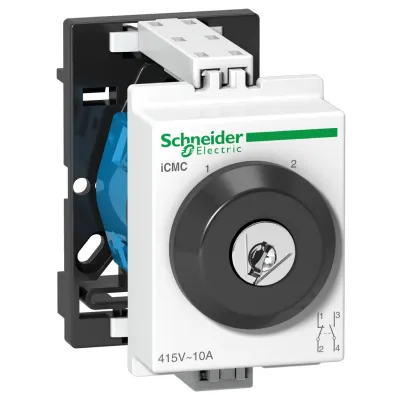 Schneider Electric Schlüsselschalter A9E15123 | 2 Positionen | 1S/1Ö | 10A | 415V AC | Acti9 iCMC | 2-polig | weiß