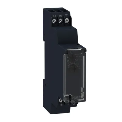 Schneider Electric Zeitrelais RE17RAMU | ansprechverzögert | 24–240V AC/DC | 0,1s–100h | 1 Wechsler | Hutschiene