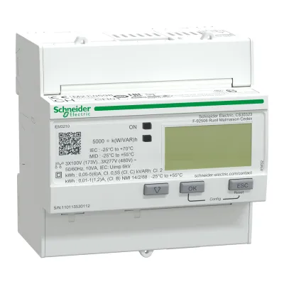 Schneider Electric Energiezähler iEM3210 | 3-phasig | MID | S0 Impuls | Wandlermessung 5A | geeicht | weiß