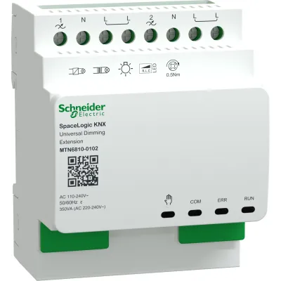 Schneider Electric Dimmaktor KNX MTN6810-0102 | 2-fach Universaldimmer | REG 4TE | 2–350W | LED geeignet | IP20 | 230V