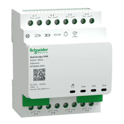 Schneider Electric SpaceLogic KNX Jalousieaktor | MTN6805-0008 | 8-fach | 16A | REG | LED | IP20