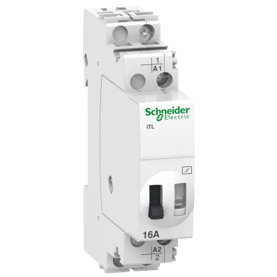 Schneider Electric Fernschalter iTL A9C30011 | Stromstoßschalter 1-polig 16A | 12V AC 6V DC | DIN-Schiene | 1TE