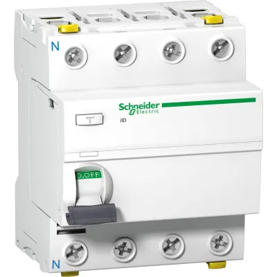 Schneider FI-Schutzschalter iID A9Z22440 | 4-polig | 40A | 100mA Typ A | 400V AC | DIN-Schiene | Weiß