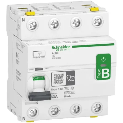 Schneider Electric FI-Schutzschalter Typ B-SI | 4-polig | 63A | 30mA | 400V | Hutschiene | Weiß | A9Z61463
