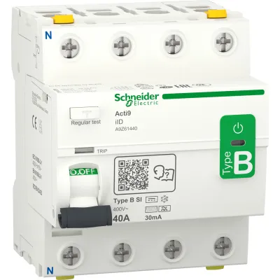 Schneider Electric FI-Schutzschalter Typ B-SI | 4-polig | 40A | 30mA | 400V | allstromsensitiv | DIN-Schiene