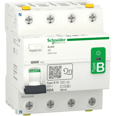 Schneider Electric FI-Schutzschalter Typ B-SI | 4-polig | 40A | 30mA | 400V | allstromsensitiv | DIN-Schiene