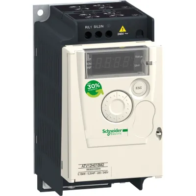 Schneider Electric Frequenzumrichter ATV12H018M2 | 0,18 kW | 1-phasig 200–240 V | Modbus | IP20 | Kühlkörper | Schwarz