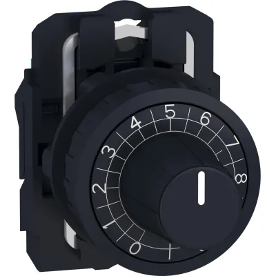 Schneider Frontelement für Potenziometer ZB5AD912 | Ø 22,5 mm | Achse 6 mm | Verrastend | IP66 | Schwarz
