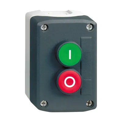 Schneider Electric Befehls- und Meldegerät XALD213 | 2 Drucktaster 1S+1Ö | IP65 | Kunststoff | 22mm | Grau/Grün/Rot