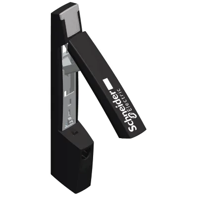 Schneider Electric Schwenkhebelgriff NSYSFHD2 | Türgriff DIN-Einsatz | Zylinderschloss | Polyamid Glasfaser | schwarz