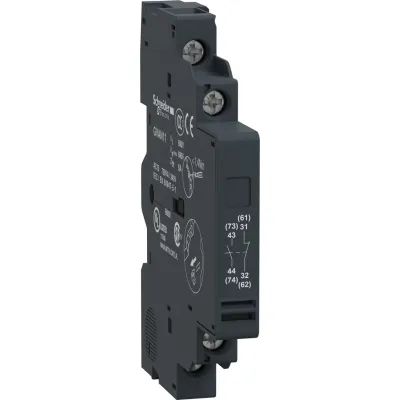 Schneider Electric Hilfsschalterblock GVAN11 | TeSys | 1S+1Ö | Seitenanbau links | Schraubanschluss | Dunkelgrau