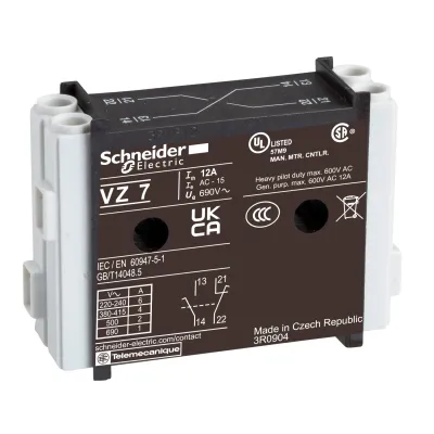 Schneider Electric Hilfskontakt-Modul VZ7 | 1 Schließer 1 Öffner | Seitenanbau | Schraubanschluss | Polykarbonat | Blau