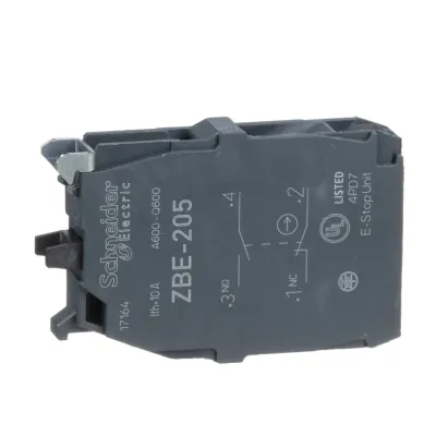 Schneider Electric Hilfsschalterblock ZBE205 | 1 Schließer 1 Öffner | Schraubanschluss | Metall | 22mm | Frontmontage