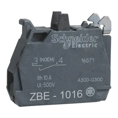 Schneider Electric Hilfsschalterblock ZBE1016 | 1 Schließer | vergoldete Kontakte | Schraubanschluss | ø 22mm | Blau