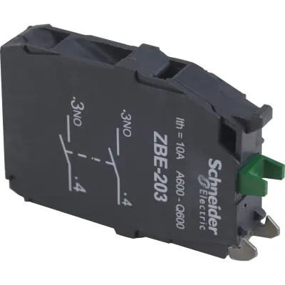 Schneider Electric Hilfsschalterblock ZBE203 | 2 Schließer | Schraubanschluss | 22mm | XB4/XB5 kompatibel | schwarz
