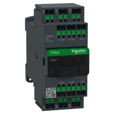 Schneider Electric Hilfsschütz CAD32ABD | 3S+2Ö | 24V DC Spule | 10A | SnapIN | TeSys Control | 690V | Relais
