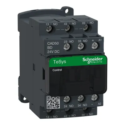 Schneider Electric Hilfsschütz CAD50BD | 5 Schließer | 24V DC Spule | 10A | Schraubanschluss | TeSys D | Relais