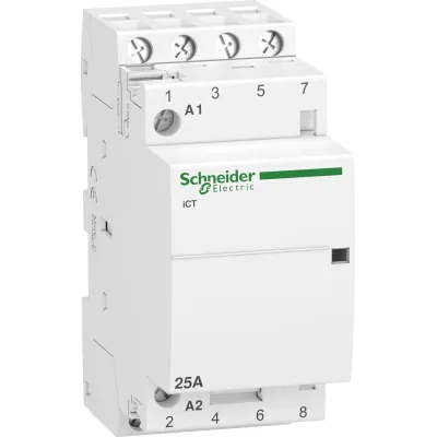 Schneider Electric Installationsschütz A9C20834 | iCT 25A 4S | 220-240V AC 50Hz | Acti 9 | 4-polig | IP20 | Geräuscharm
