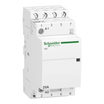 Schneider Electric Installationsschütz A9C20834 | iCT 25A 4S | 220-240V AC 50Hz | Acti 9 | 4-polig | IP20 | Geräuscharm