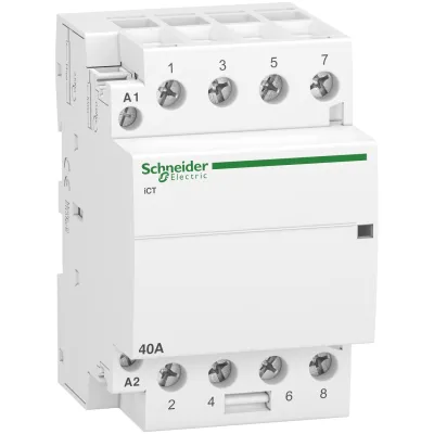 Schneider Electric Installationsschütz A9C20844 | iCT Acti 9 | 40A 4S | 220-240V AC | 400V | IP20 | DIN-Schiene | Weiß