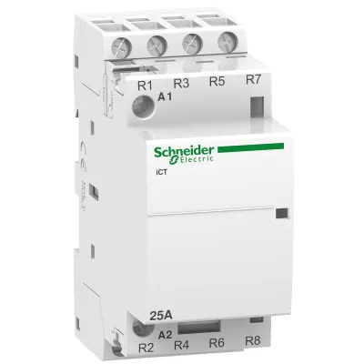 Schneider Electric Installationsschütz A9C20837 | 25A | 4 Öffner | 220-240V AC | 50Hz | Acti 9 iCT | IP20 | Weiß